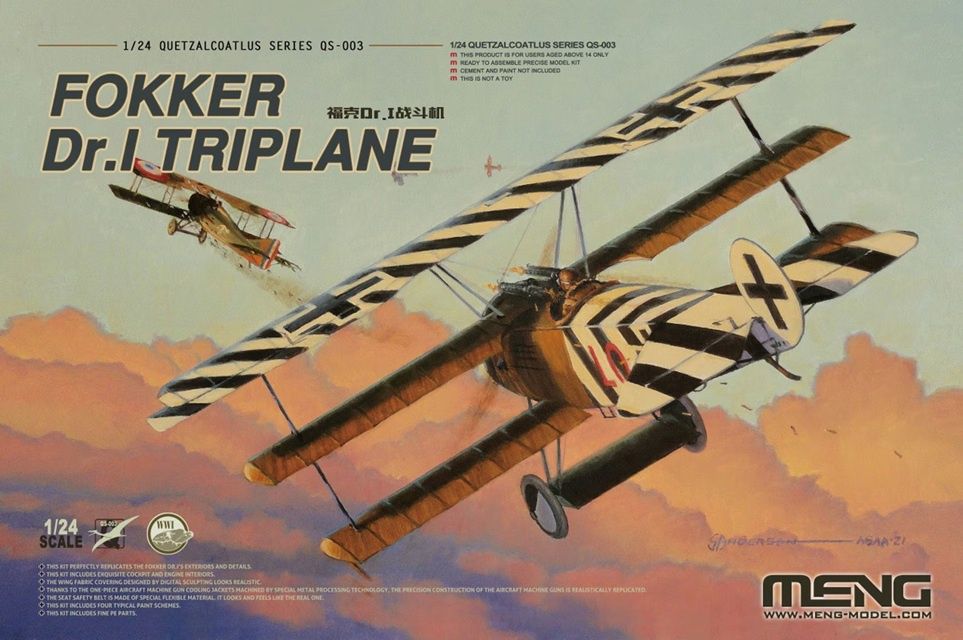 Meng 1/24 Fokker Dr.I Triplane QS-003