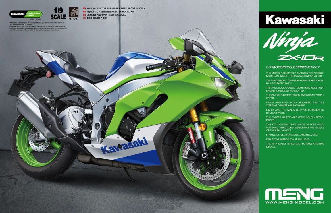 Meng 1/9 Kawasaki Ninja ZX-10R MT-007