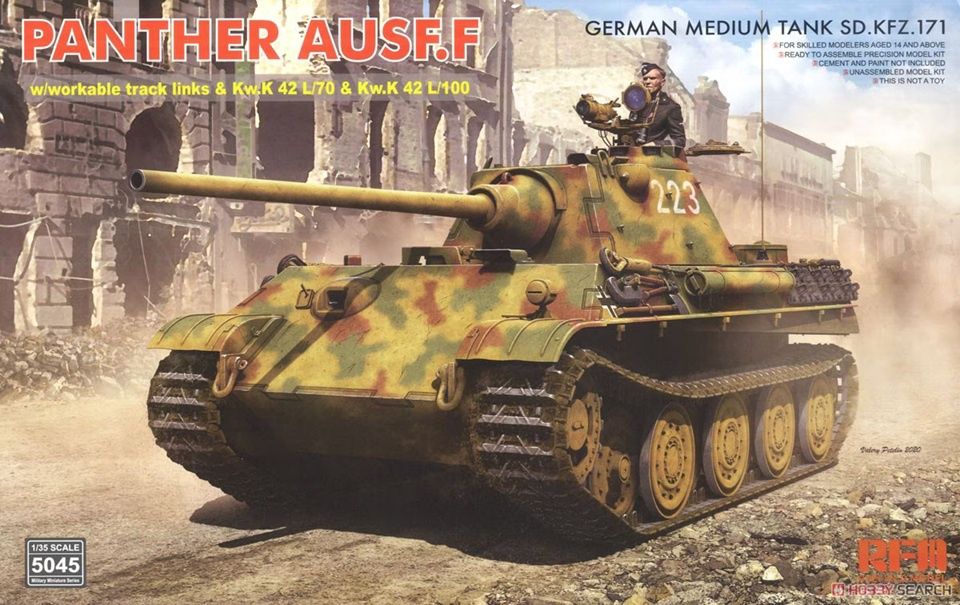 Rye Field 1/35 Panther Ausf. F w/ workable track, Kw.K L/70 &amp; Kw.K L/100 5045