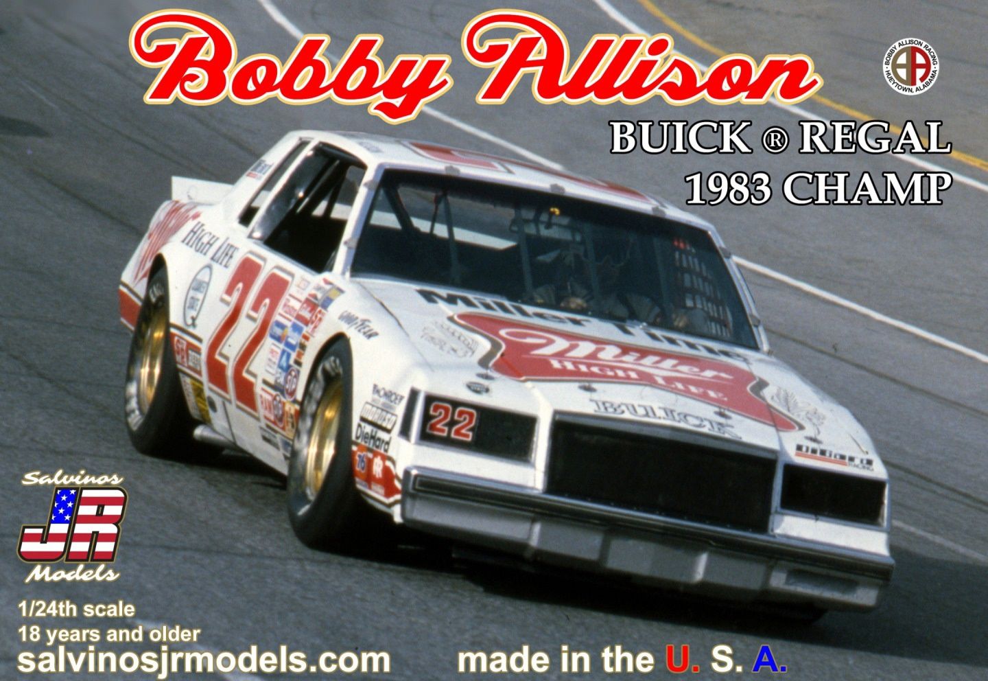 Salvinos JR 1/24 1983 Buick Regal Champ Bobby Allison Miller BAB1983C
