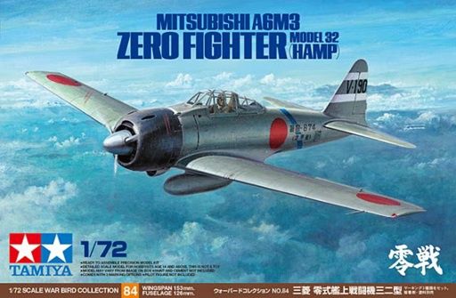 Tamiya 1/72 Mitsubishi A6M3 Zero Fighter Model 32 (Hamp) 60784