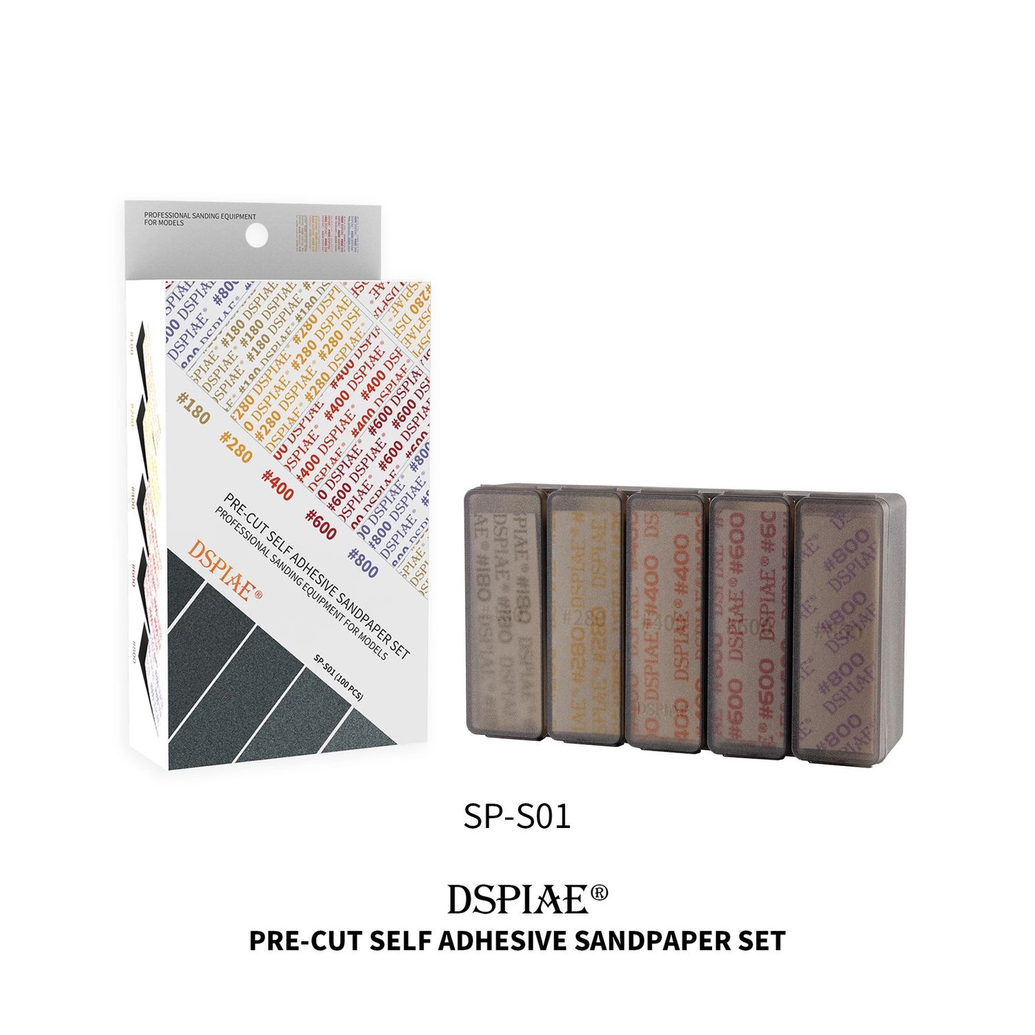DSPIAE #180-#800 Adhesive Sandpaper Set 100pcs SP-S01
