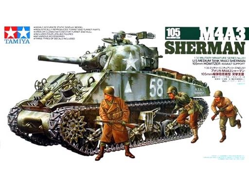 Tamiya 1/35 U.S. Medium Tank M4A3 Sherman 105mm Howitzer 35251