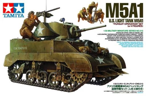 Tamiya 1/35 US Light Tank M5A1 Pursuit Operation Set w/US Mortar Team 35313