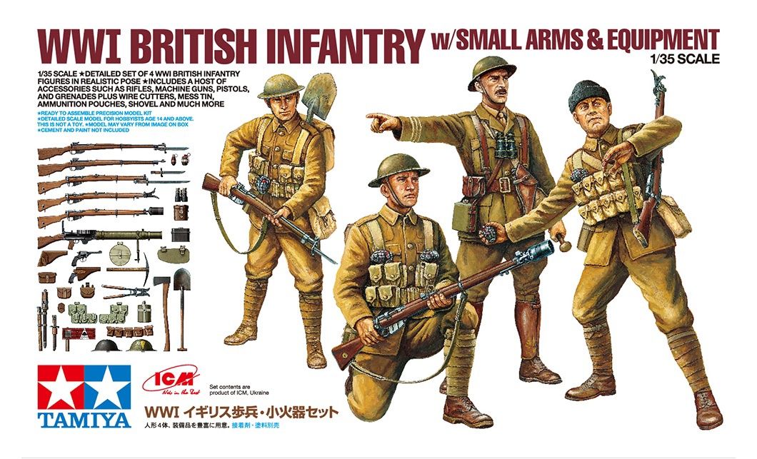 Tamiya 1/35 WWI British Infantry (x4) w/Small Arms &amp; Equipment 32409