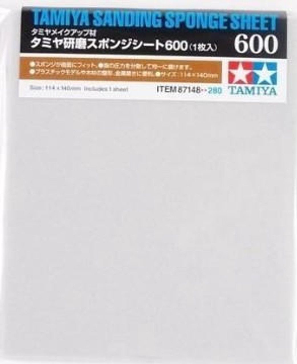 Tamiya Sanding Sponge Sheet 114x140mm (5mm thick) 600 Grit 87148