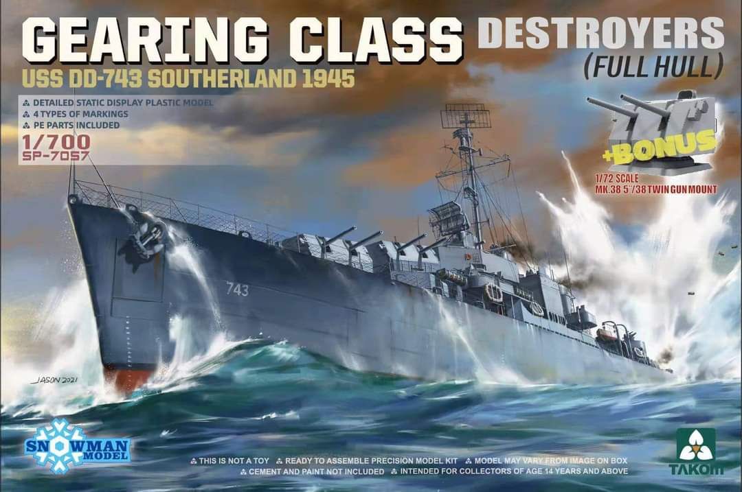 Takom 1/700 Gearing-Class Destroyer USS DD-743 Southerland 1945 7057SP