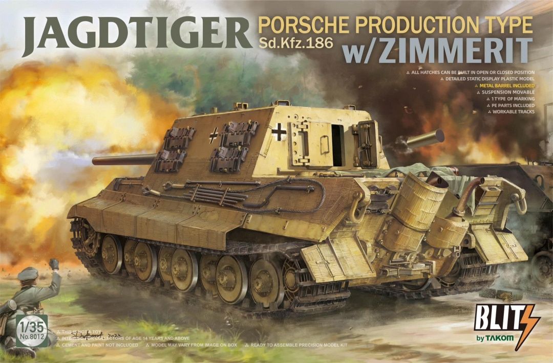 Takom 1/35 Jagdtiger Sd.Kfz. 186 Porsche production type w/Zimmerit (Blitz) 8012