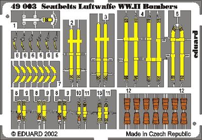 Eduard 1/48 Seatbelts Luftwaffe WWII Bombers 49003
