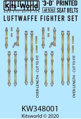 Kits-World 1/48 Luftwaffe Fighter Set 3D Printed Seat Belt Set 348001