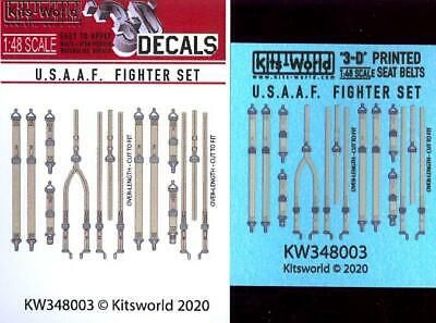Kits-World 1/48 USAAF Fighter Set 3D Printed Seat Belt Set 348003