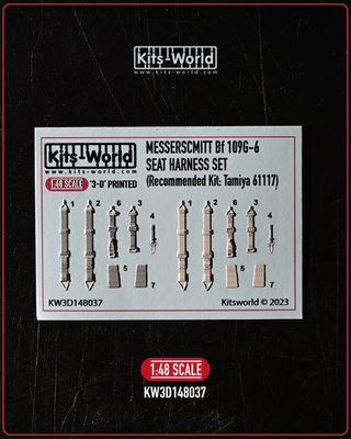 Kits-World 1/48 Messerschmitt Bf 109G-6 3D Printed Seat Harness Set 148037