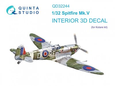 Quinta Studio 1/32 Spitfire Mk.V Interior 3D Decals (for Kotare kit) QD32244