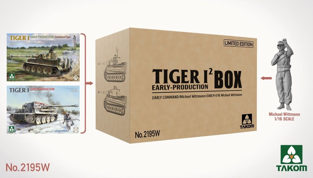 Takom 1/35 Tiger I² Box Early Production Early Command/Michael Wittmann + Early + 1/16 Michael Wittmann 2195W