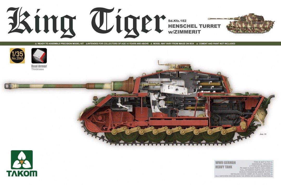 Takom 1/35 Sd.Kfz. 182 King Tiger Henschel Turret w/Zimmerit 2045