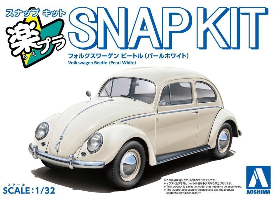 Aoshima 1/32 Volkswagen Beetle (Pearl White) Snap Kit 068038