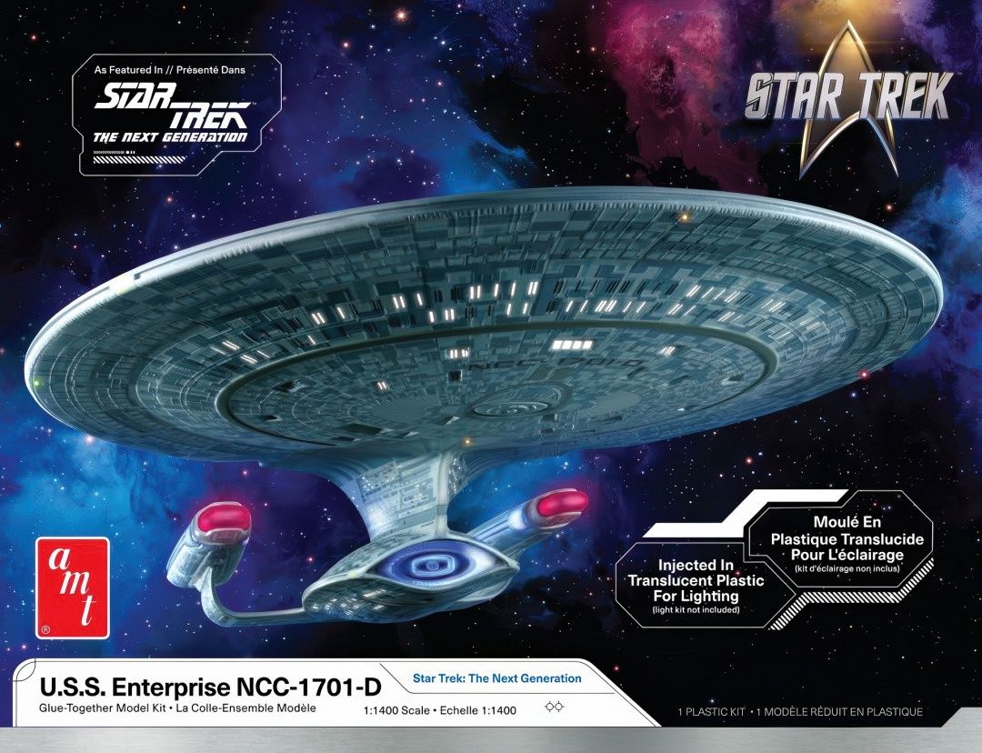 AMT 1/1400 U.S.S. Enterprise NCC-1701-D Injected in Translucent Plastic for Lighting 1429