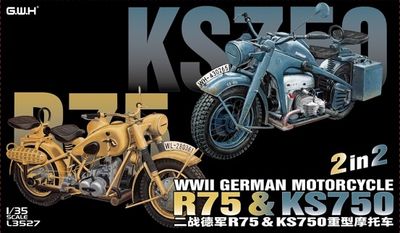 Great Wall Hobby 1/35 WWII German Motorcycle R75 &amp; KS750 2 in 2 L3527