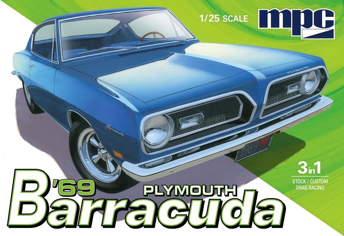 MPC 1/25 '69 Plymouth Barracuda 3in1 Stock/Custom/Drag Racing 994