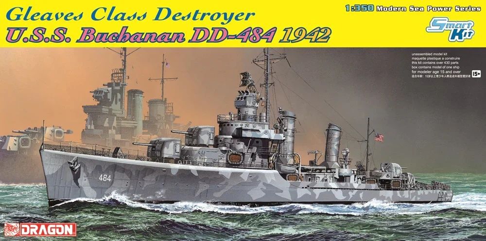 Dragon 1/350 U.S.S. Buchanan DD-484 Gleaves Class Destroyer 1942 1021