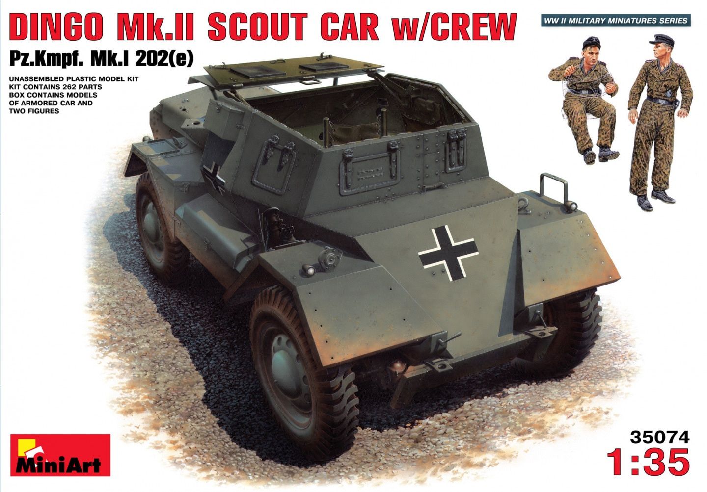 MiniArt 1/35 Dingo Mk.II Scout Car w/Crew Pz.Kmpf. Mk.I 202(e) 35074