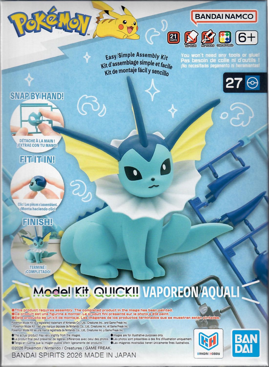 Bandai Pokemon Vaporeon #27 Quick Kit 2857776