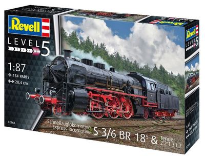 Revell Germany 1/87 Express Locomotive S 3/6 BR 18.5 &amp; Tender 2'2'T 31,7 02168