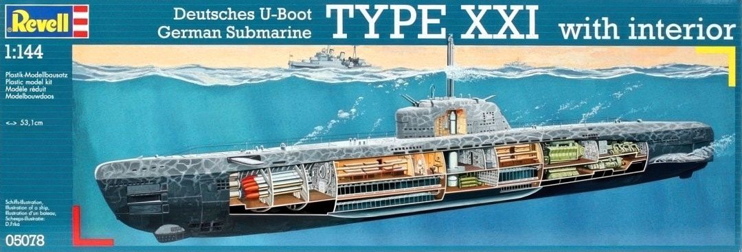 Revell Germany 1/144 Deutsches U-Boot German Submarine Type XXI with Interior 05078