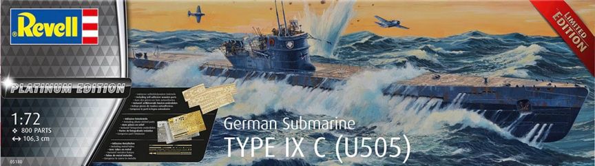 Revell Germany 1/72 German Sub Type IX U505 LTD Pl 05180