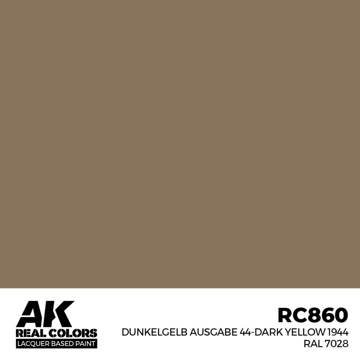 AK Interactive Real Colors Dunkelgelb Ausgabe 44-Dark Yellow 1944 RAL 7028 17 ml RC860