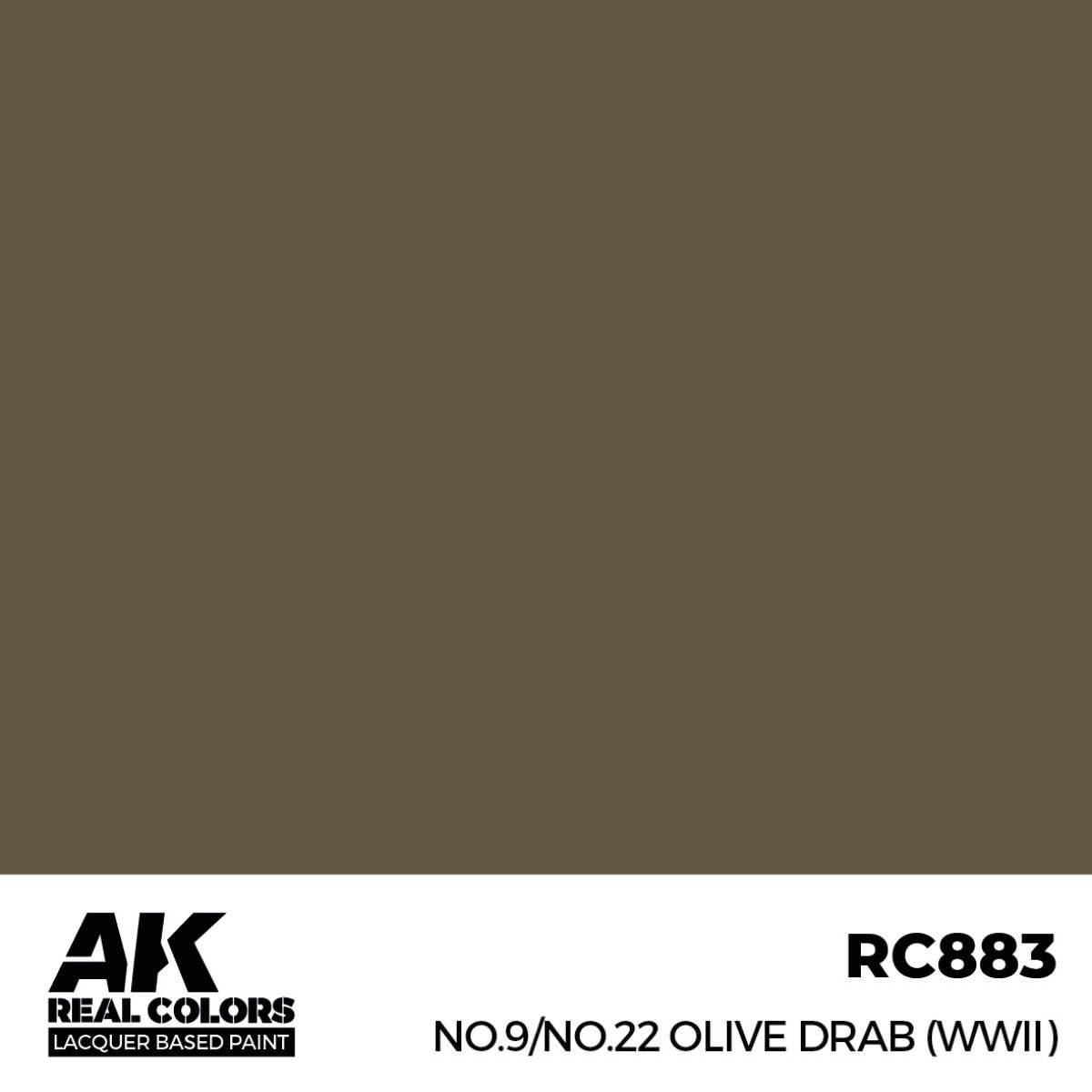 AK Interactive Real Colors No.9/No.22 Olive Drab (WWII) 17 ml. RC883