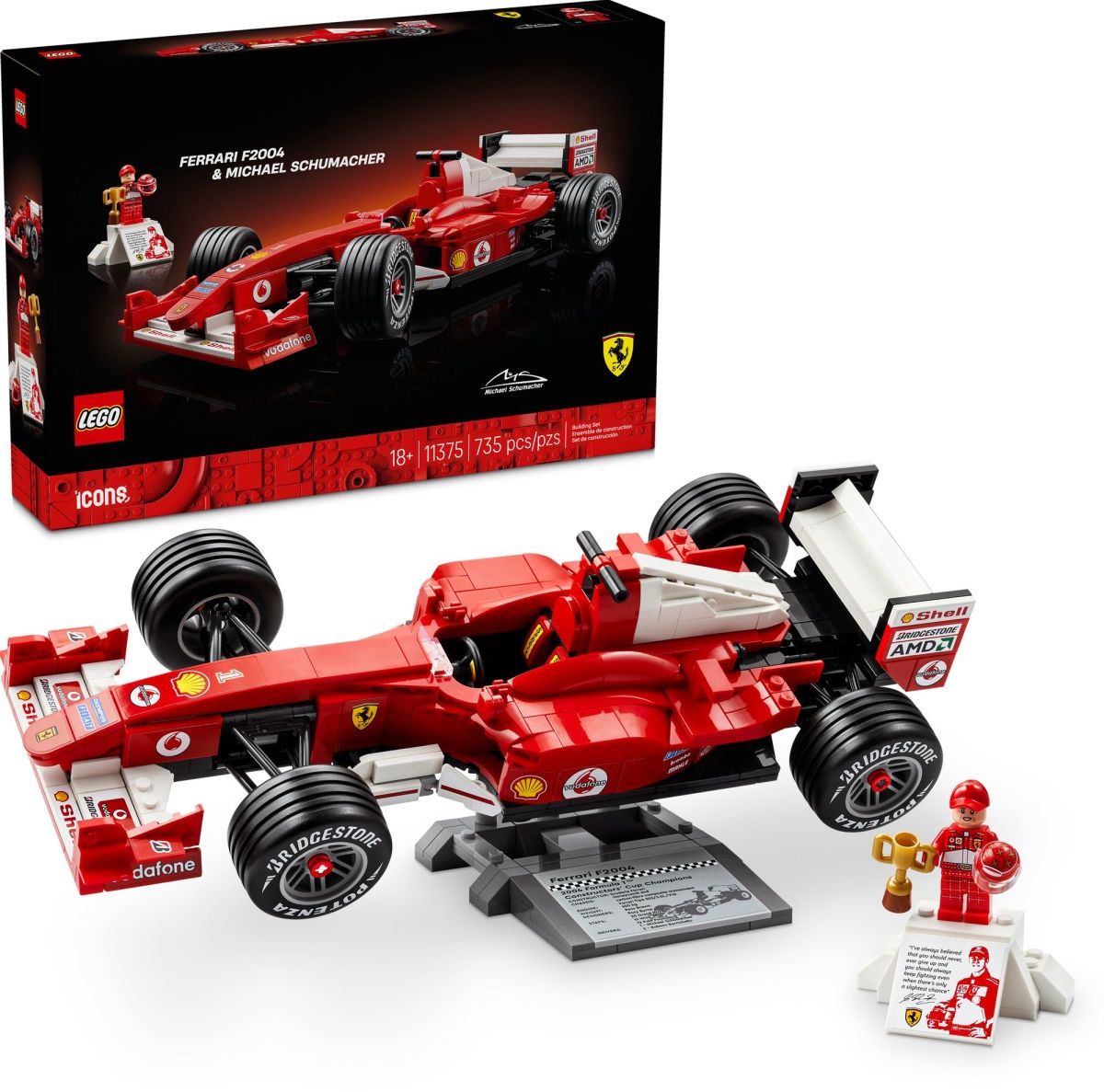 LEGO Icons Ferrari F2004 &amp; Michael Schumacher 11375