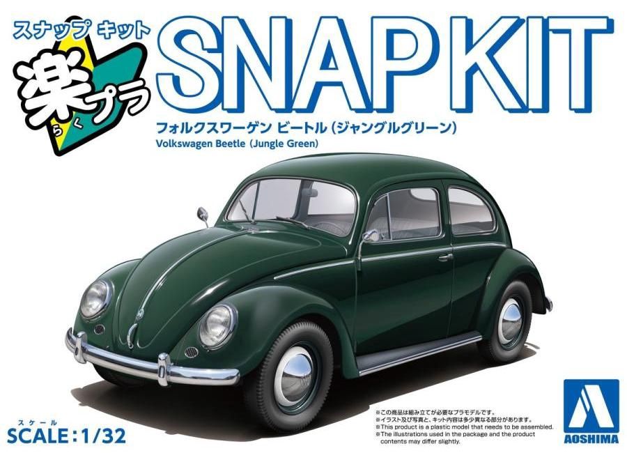 Aoshima 1/32 Volkswagen Beetle (Jungle Green) Snap Kit 203439