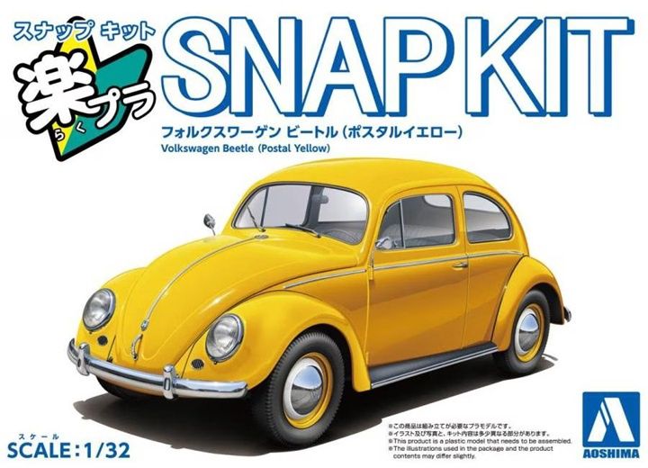 Aoshima 1/32 Volkswagen Beetle (Postal Yellow) Snap Kit 203453