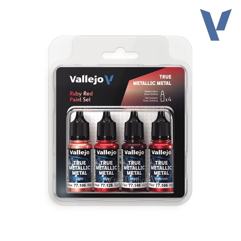 Vallejo True Metallic Ruby Red Paint Set 77254