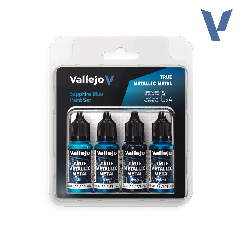 Vallejo True Metallic Sapphire Blue Paint Set 77256