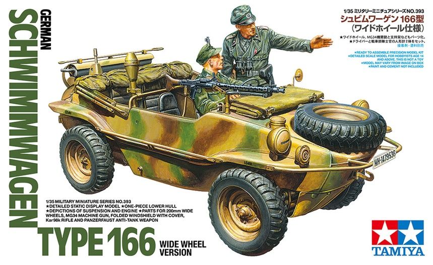 Tamiya 1/35 German Schwimmwagen Type 166 Wide Wheel Version 35393 Tamiya 1/35 German Schwimmwagen Type 166 Wide Wheel Version 35393