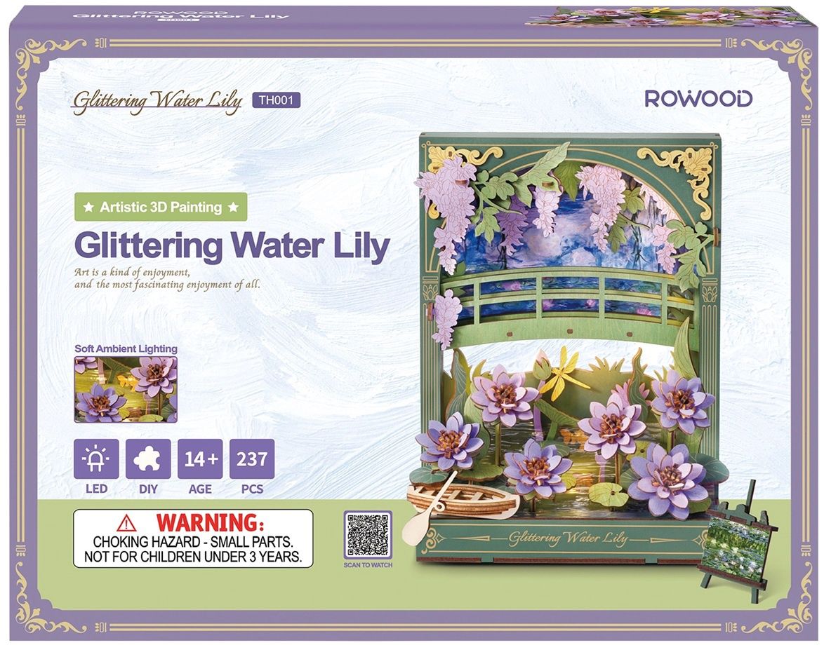 Rowood Wooden Floral Paintings Glittering Water Lily TH001