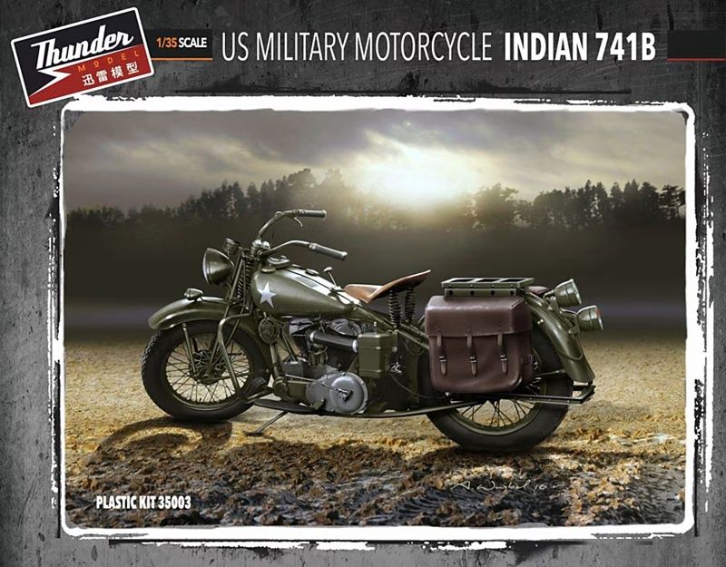 Thunder Model 1/35 US Military Motorcycle Indian 741B (2 kits) 35003