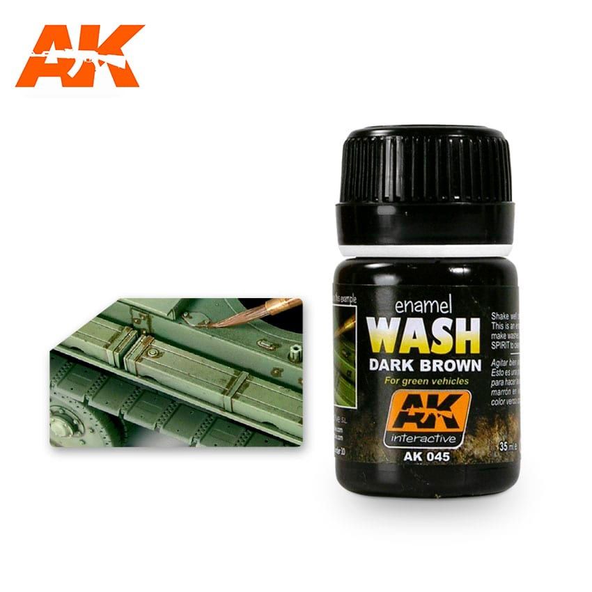 AK Interactive Dark Brown Wash For Green Vehicles 045