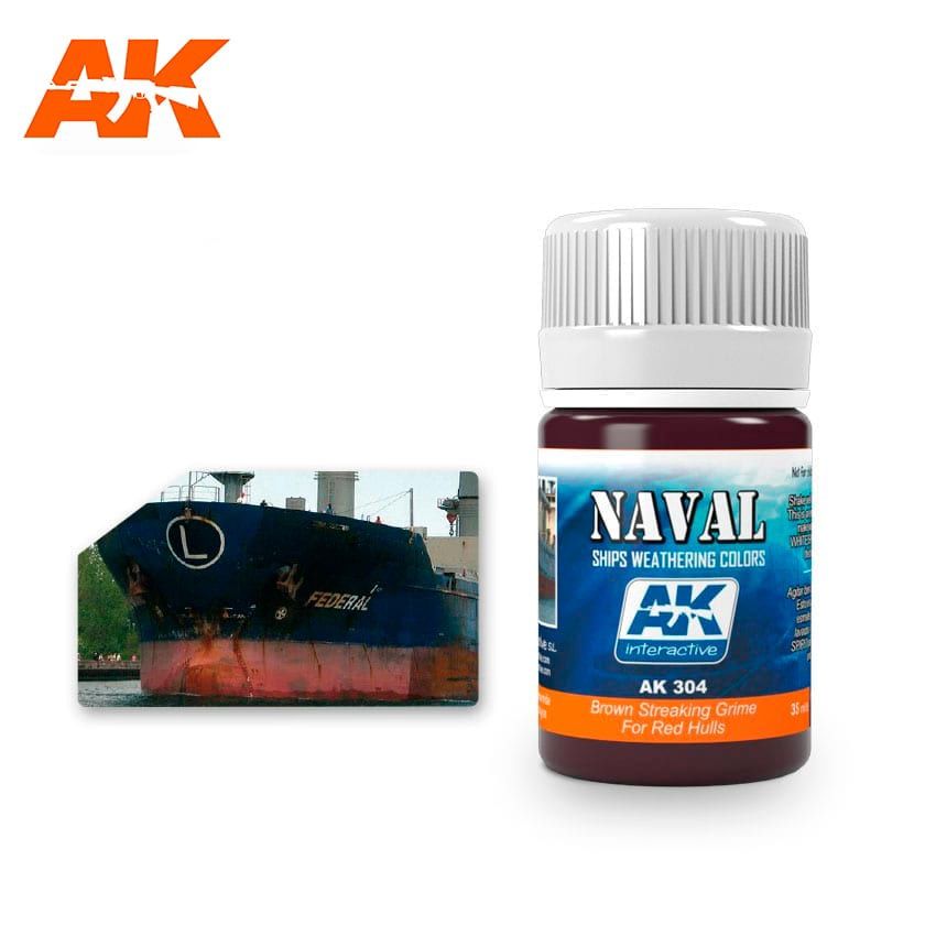 AK Interactive Brown Streaking Grime For Red Hulls 304