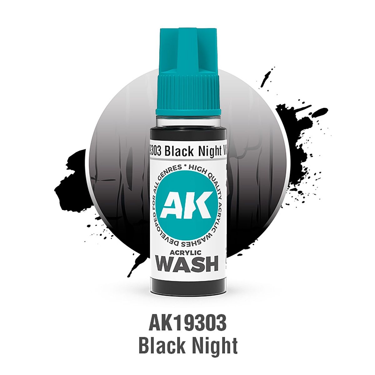 AK Interactive Acrylic Wash Black Night 18ml 19303