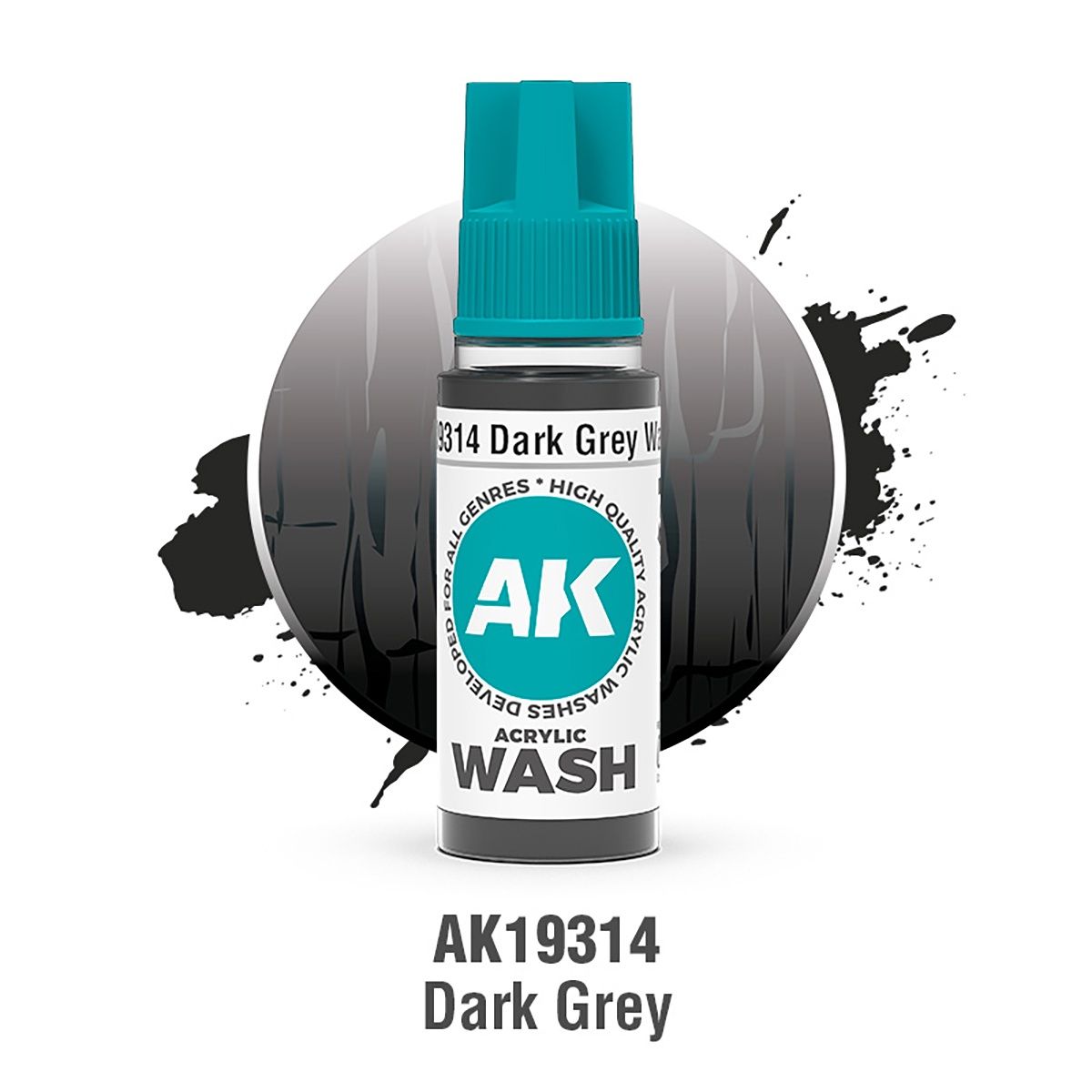 AK Interactive Acrylic Wash Dark Grey 18ml 19314