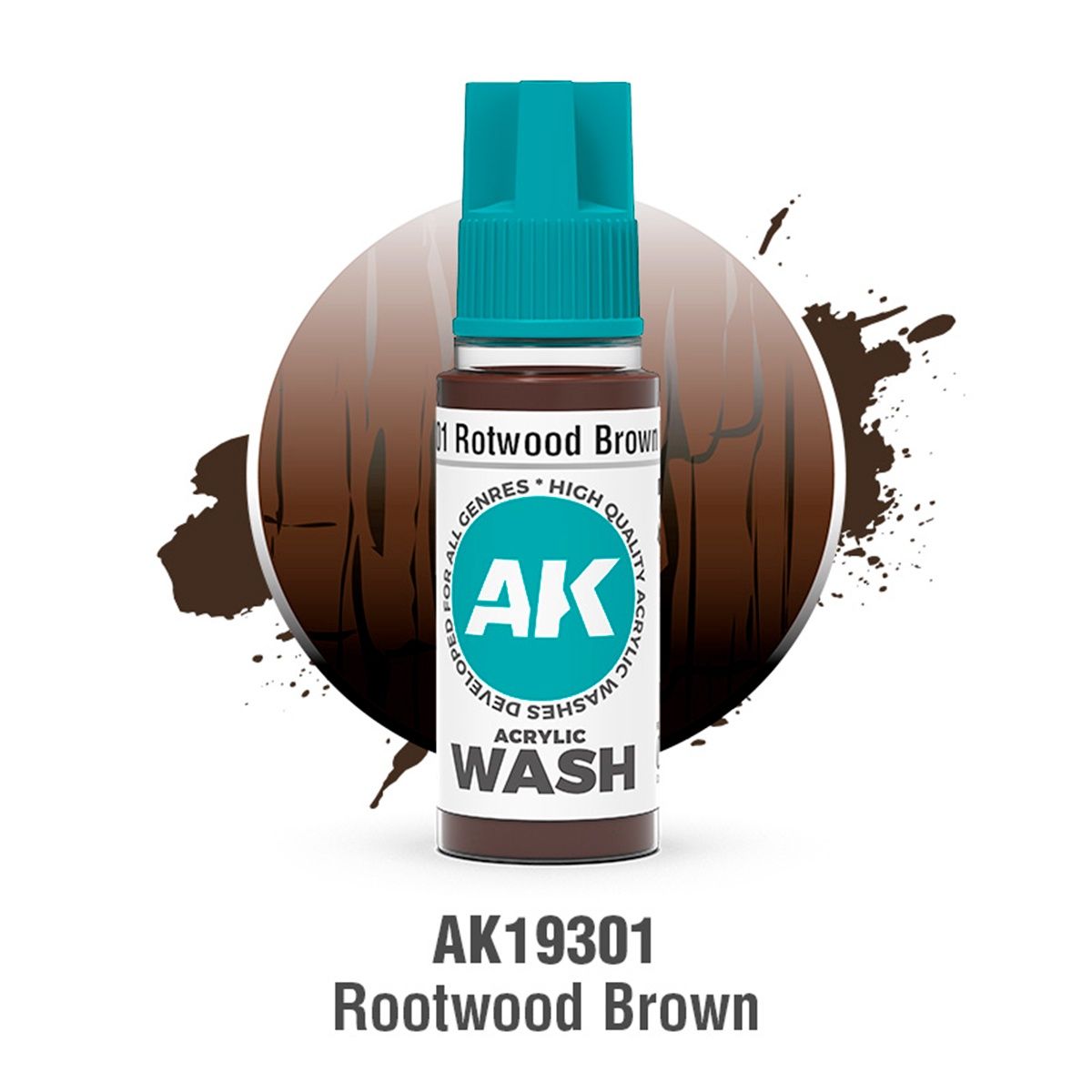 AK Interactive Acrylic Wash Rotwood Brown 18ml 19301