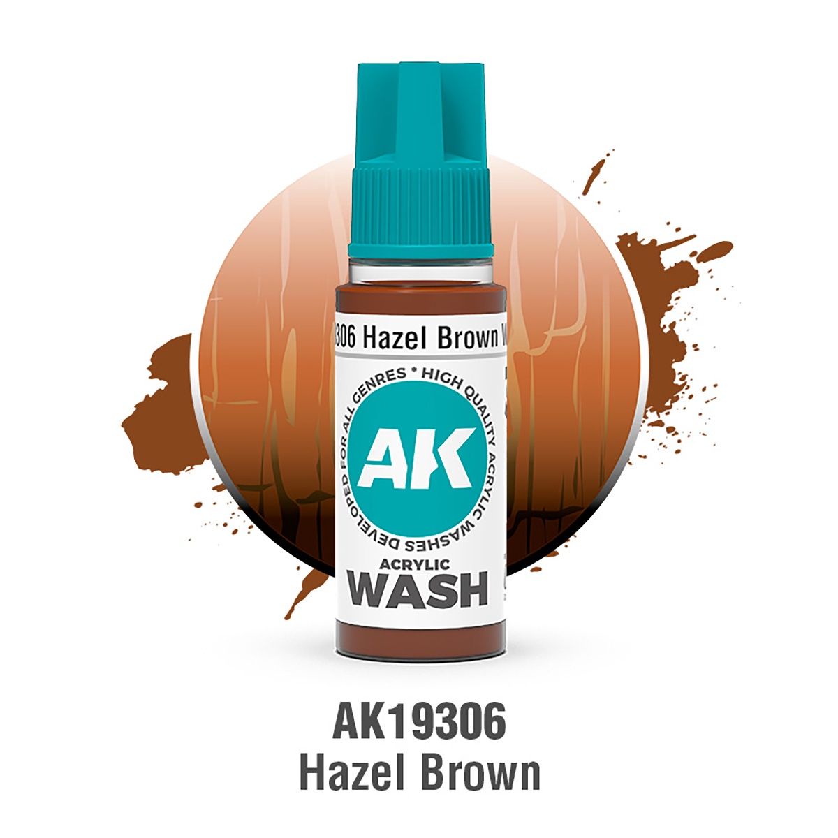 AK Interactive Acrylic Wash Hazel Brown 18ml 19306