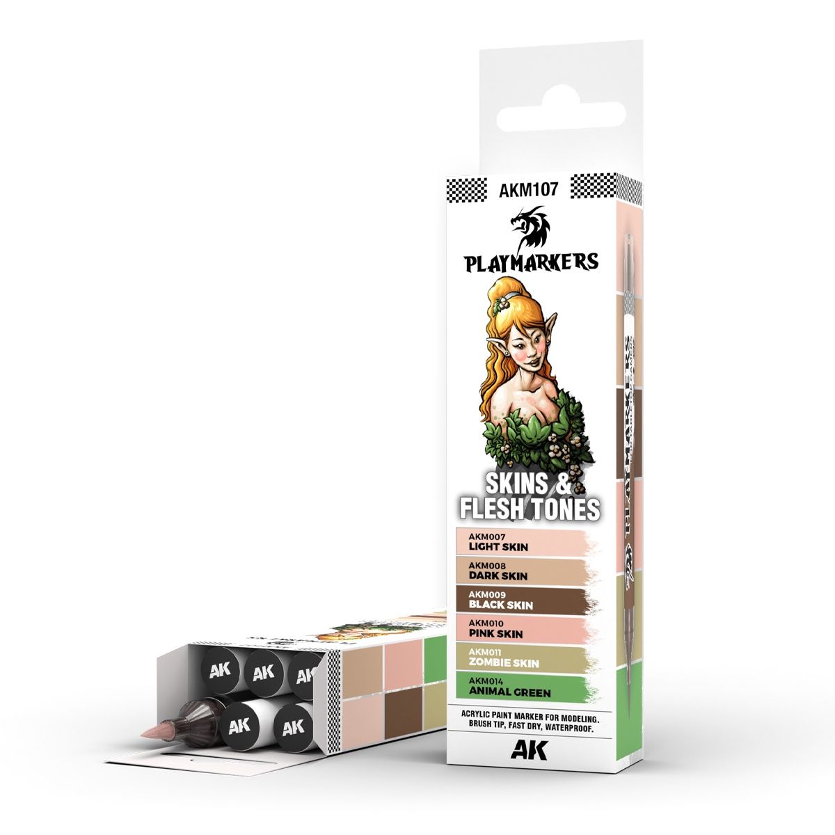 AK Interactive Playmarkers Skins &amp; Flesh Tones Set of 6 Colors M107