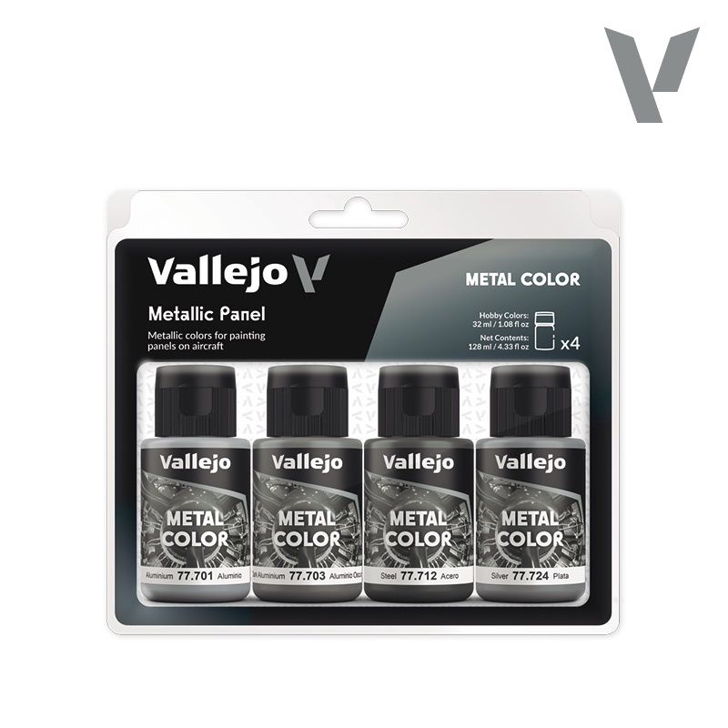 Vallejo Metal Color Metallic Panel Set (4x 32ml) 77601
