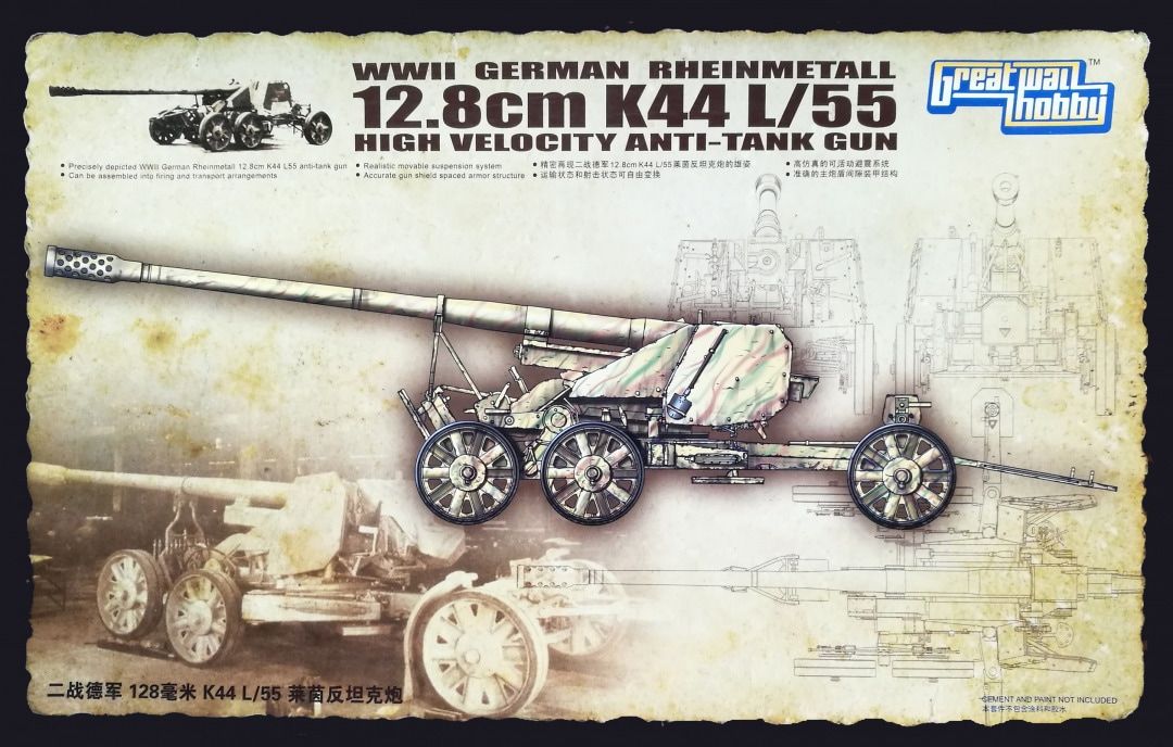 Great Wall Hobby 1/35 WWII German Rheinmetall 12.8cm K44 L/55 High Velocity Anti-Tank Gun L3523