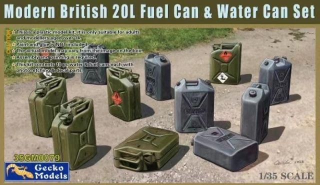 Gecko 1/35 Modern British 20L Fuel Can &amp; Water Can Set 35GM0079