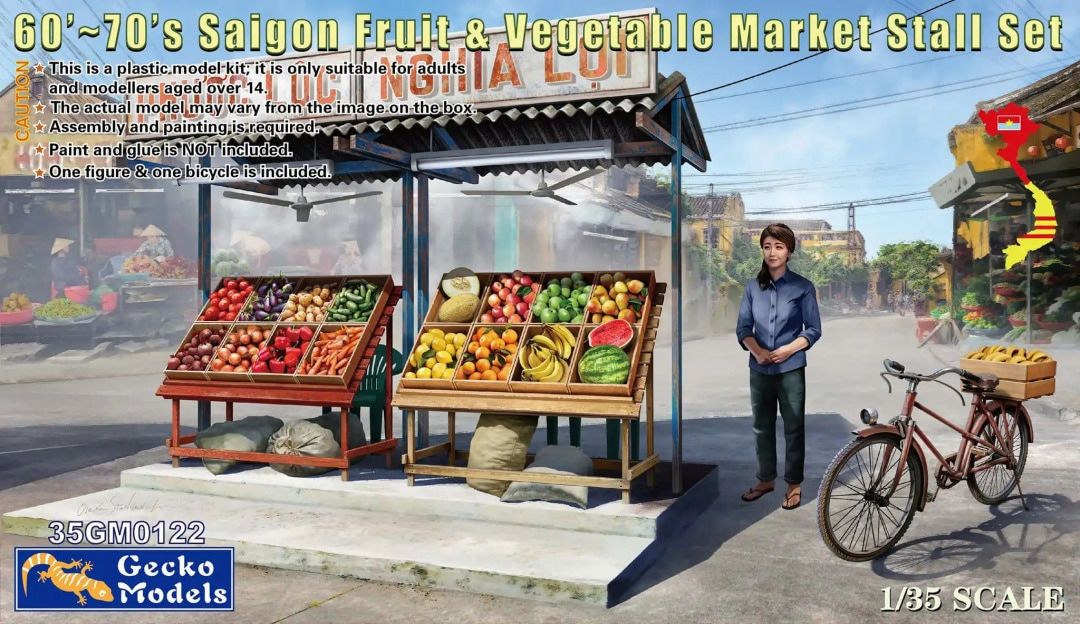 Gecko 1/35 60'-70's Saigon Fruit &amp; Vegetable Market Stall Set 35GM0122
